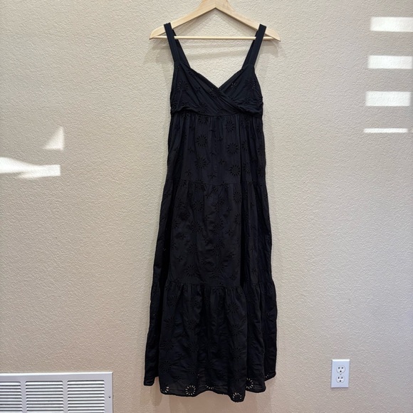 Zara Black Openwork Eyelet Embroidery Dress Size Medium - Picture 8 of 15